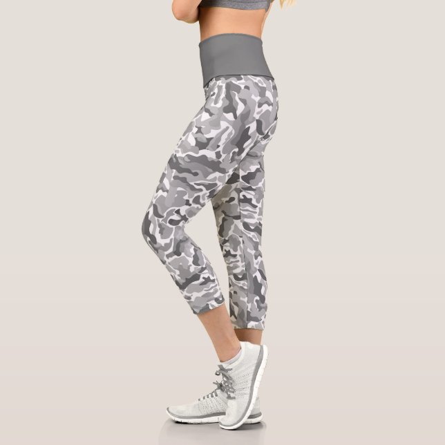 Leggings Capri Motif de camouflage gris clair branché (Gauche)