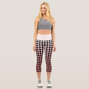 Leggings Capri Motif de coeur rose et noir Gradient Girly