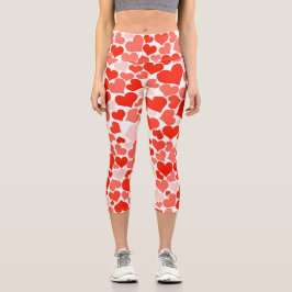 Leggings Capri Motif de coeur rouge moderne
