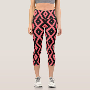Leggings Capri Motif de corail et de diamant noir