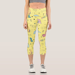 Leggings Capri Motif de dessin animé de dinosaures mignons