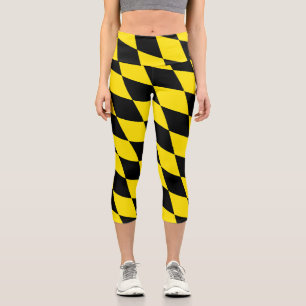 Leggings Capri Motif de drapeau bavarois diamant noir et jaune