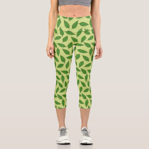 Leggings Capri Motif De Feuilles, Motif De Feuilles, Feuilles De