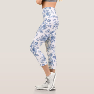 Leggings Capri Motif de fleurs bleues