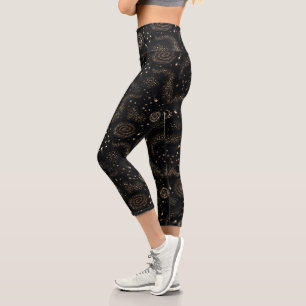 Leggings Capri Motif de galaxie Gold Star Constellation