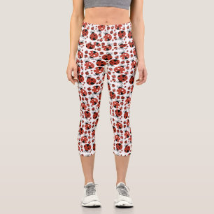 Leggings Capri Motif De Ladybugs, Mignons Ladybugs, Red Ladybugs