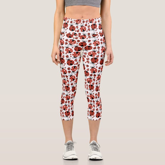 Leggings Capri Motif De Ladybugs, Mignons Ladybugs, Red Ladybugs (Recto)