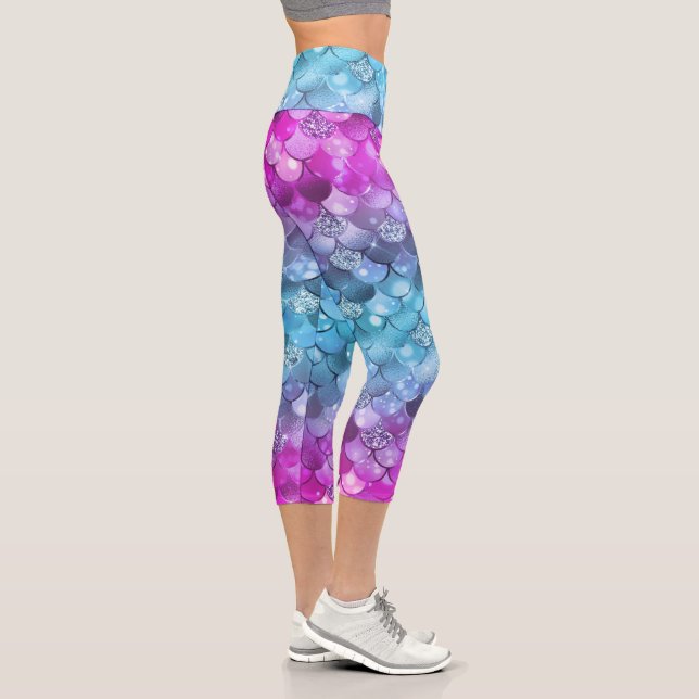Leggings Capri Motif de l'échelle de Parties scintillant de sirèn (Droite)