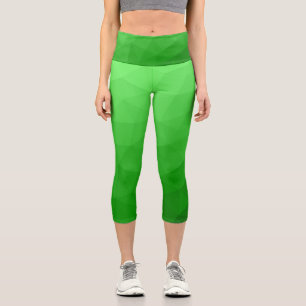 Leggings Capri Motif de maillage géométrique de dégradé vert clai
