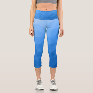 Leggings Capri Motif de maillage géométrique dégradé bleu clair