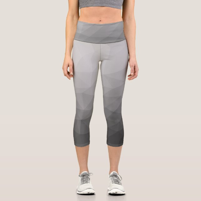Leggings Capri Motif de maillage géométrique gris (Recto)