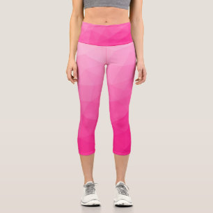 Leggings Capri Motif de maillage géométrique rose chaud