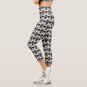 Leggings Capri Motif de manchot moderne noir et blanc