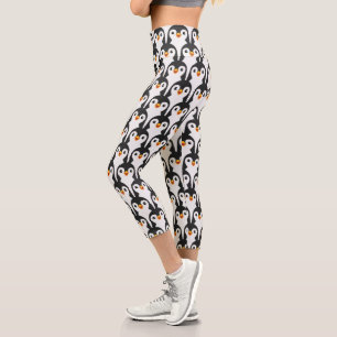Leggings Capri Motif de pingouin noir et blanc moderne