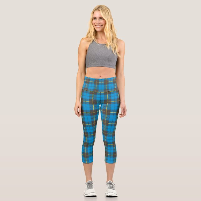 Leggings Capri Motif de plaid bleu et noir (Recto)