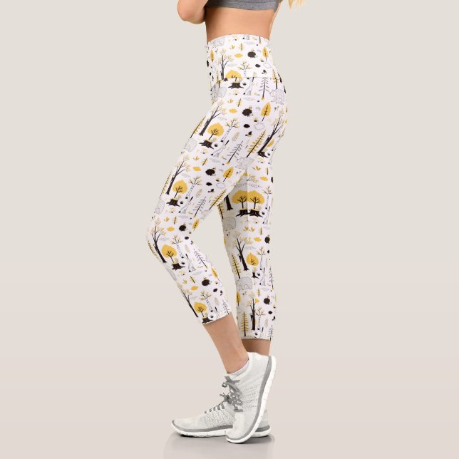 Leggings Capri Motif de scène de Golden Woods (Gauche)