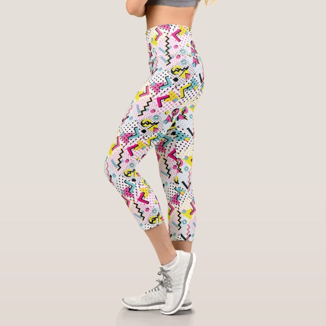Leggings Capri Motif de style postmoderne Memphis (Gauche)