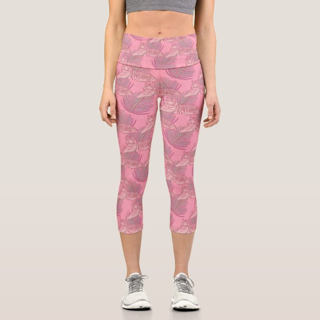 Leggings Capri Motif de tigre de la Jungle rose (Recto)