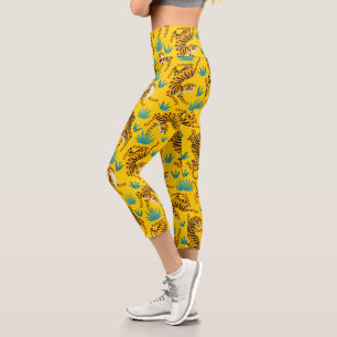Leggings Capri Motif de tigre d'or asiatique
