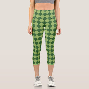 Leggings Capri Motif diamant à carreaux verts 