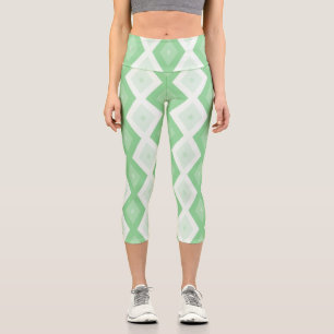 Leggings Capri Motif diamant vert pomme
