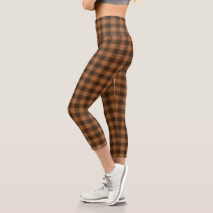 Leggings Capri Motif d'impression Cosy Brown Plaid Buffalo