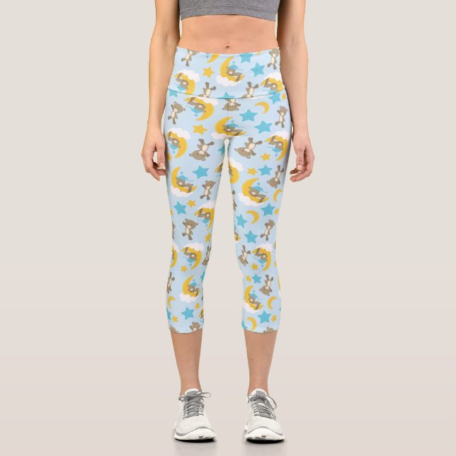 Leggings Capri Motif D'Ours, Mignonnes Ours, Nounours, Étoiles (Recto)