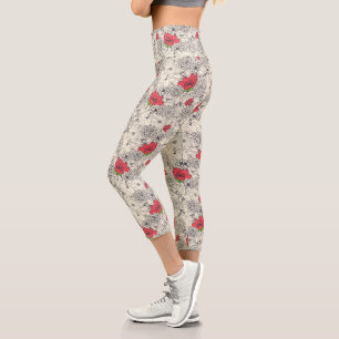 Leggings Capri Motif du jardin de fleurs de pavot