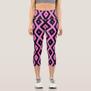 Leggings Capri Motif en diamant rose et noir