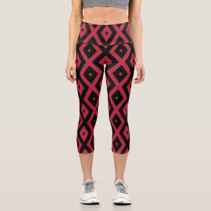 Leggings Capri Motif en diamant rouge et noir