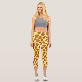 Leggings Capri Motif en peau de girafe jaune mou