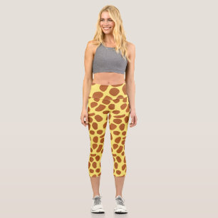 Leggings Capri Motif en peau de girafe jaune mou