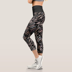 Leggings Capri Motif en teinte foncée sur imprimé noir