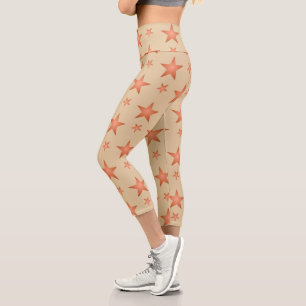 Leggings Capri Motif étoilé en terre cuite orange