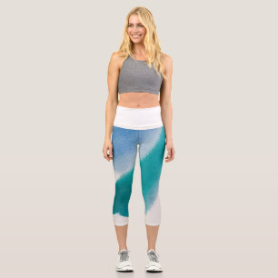 Leggings Capri Motif fantaisiste de fleurs sauvages à l'aquarelle