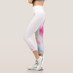 Leggings Capri Motif fantaisiste de fleurs sauvages à l'aquarelle