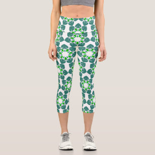 Leggings Capri Motif Feuille, Motif De Feuilles, Feuilles Verts