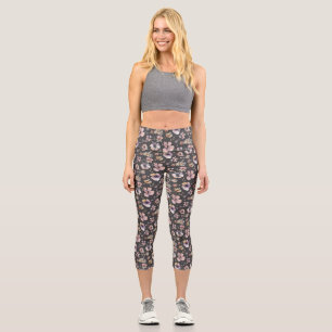 Leggings Capri Motif Fleurs Sauvages Aquarelle Bohème Triste
