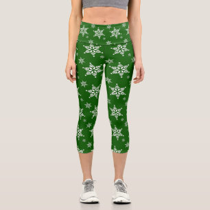 Leggings Capri Motif flocon de neige, Flocons de neige blancs, Ne