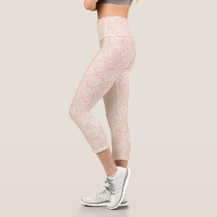 Leggings Capri Motif floral de pivoine rose