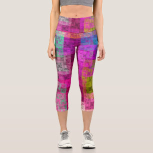 Leggings Capri motif géométrique Abstrait, bleu, rose, moderne
