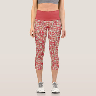 Leggings Capri Motif géométrique Abstrait rouge moderne