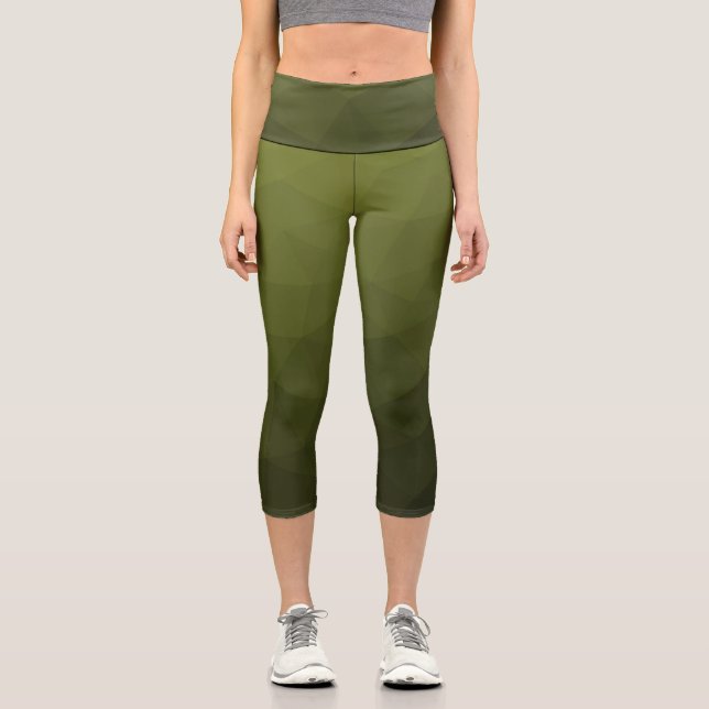 Leggings Capri Motif géométrique du maillage vert de l'Armée (Recto)