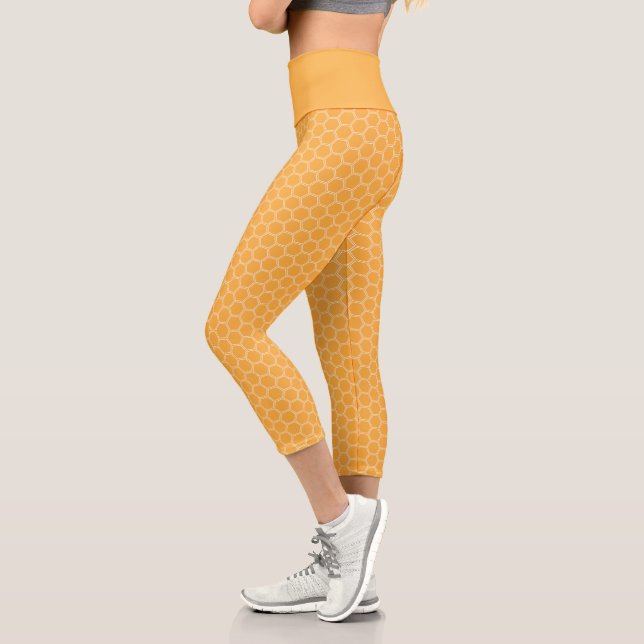Leggings Capri Motif Hexagon d'or (Gauche)