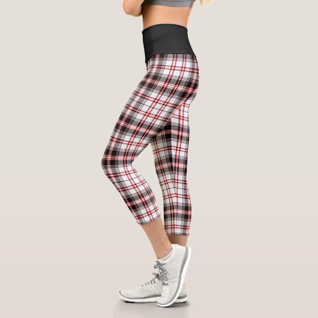 Leggings Capri Motif moderne noir blanc rouge (Gauche)