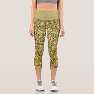 Leggings Capri Motif Or Faux Strass