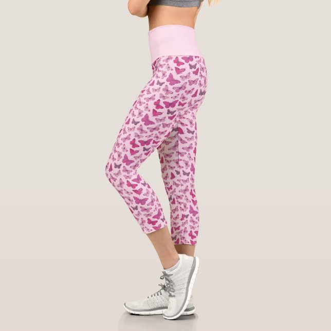 Leggings Capri Motif papillon rose mignon (Gauche)