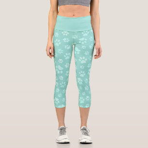 Leggings Capri Motif Pattes Mignon Menthe
