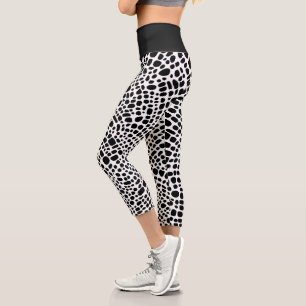 Leggings Capri Motif psychédélique noir et blanc
