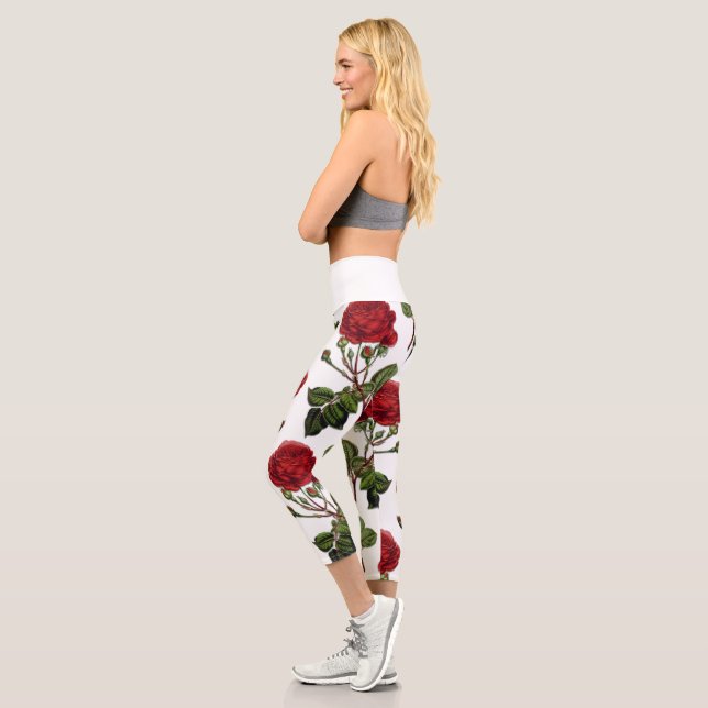 Leggings Capri Motif Rose Red Long Stem (Gauche)
